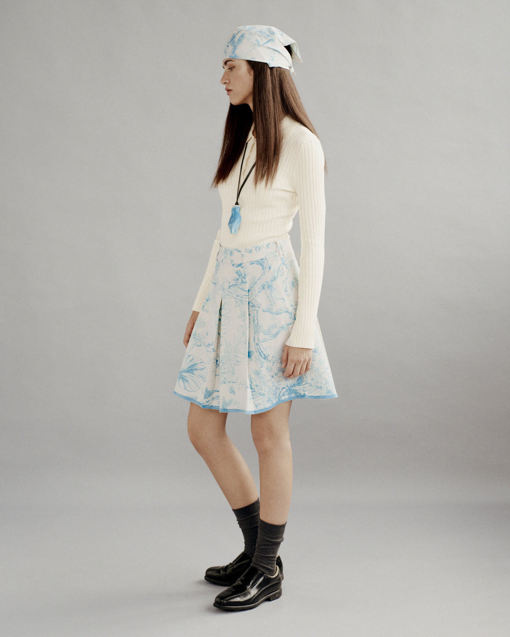 Pointelle Rib Long Sleeve Knit Polo