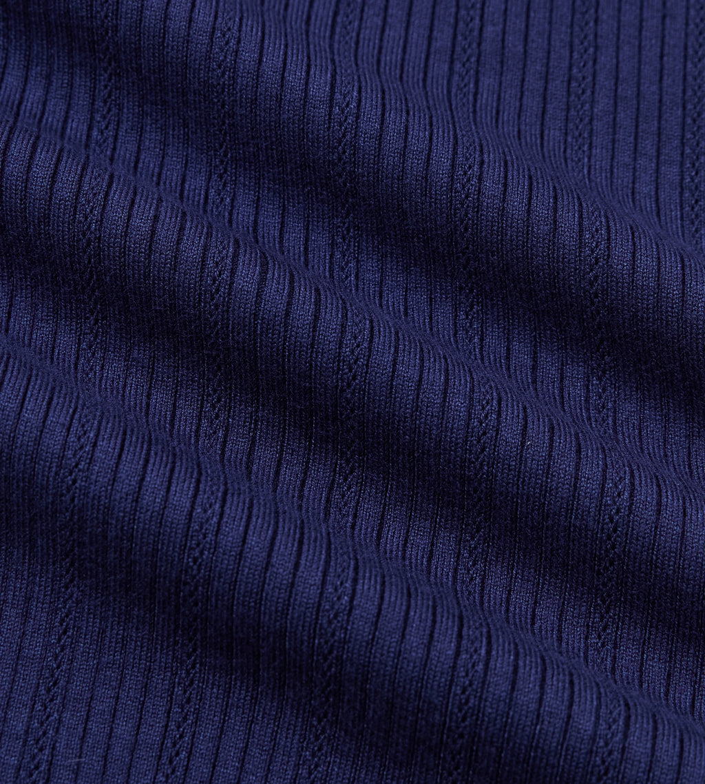 Long Sleeve Pointelle Knit Polo
