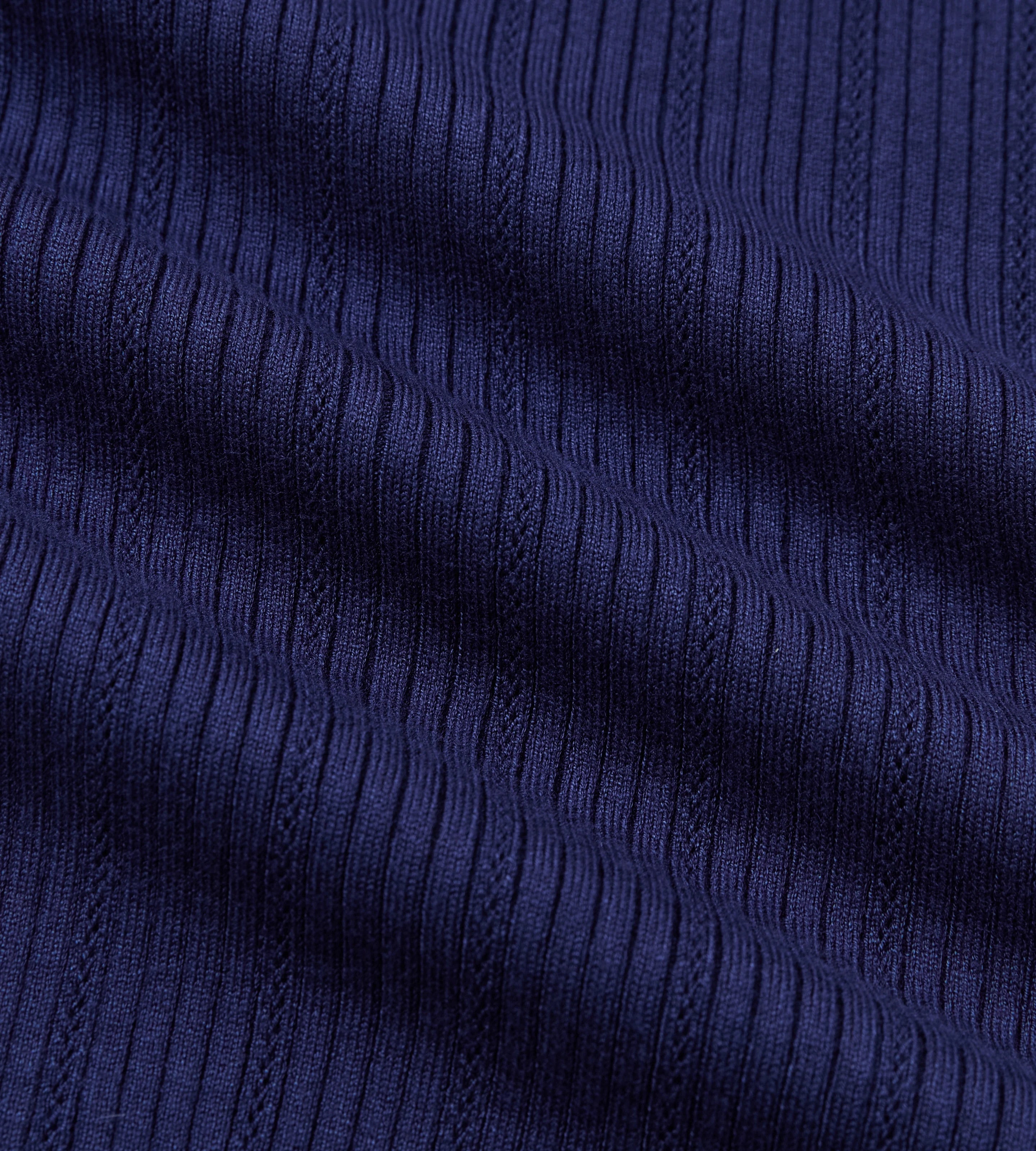 Long Sleeve Pointelle Knit Polo