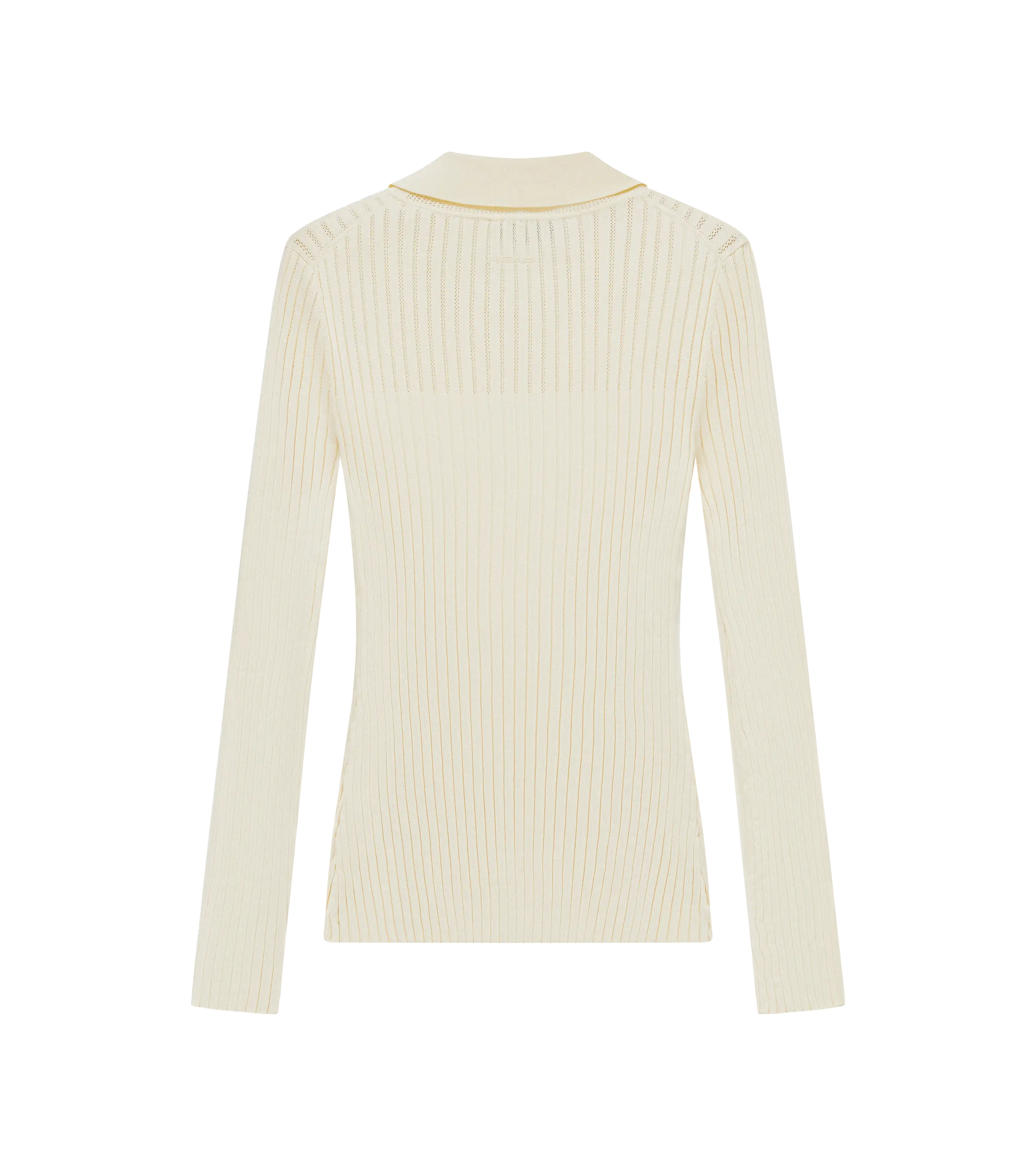 Pointelle Rib Long Sleeve Knit Polo