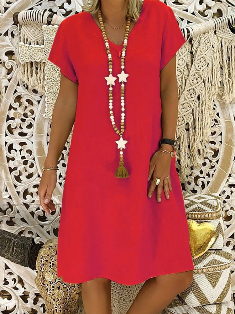 Beatrice | Women's V-Neck Short Sleeve Mini Dress