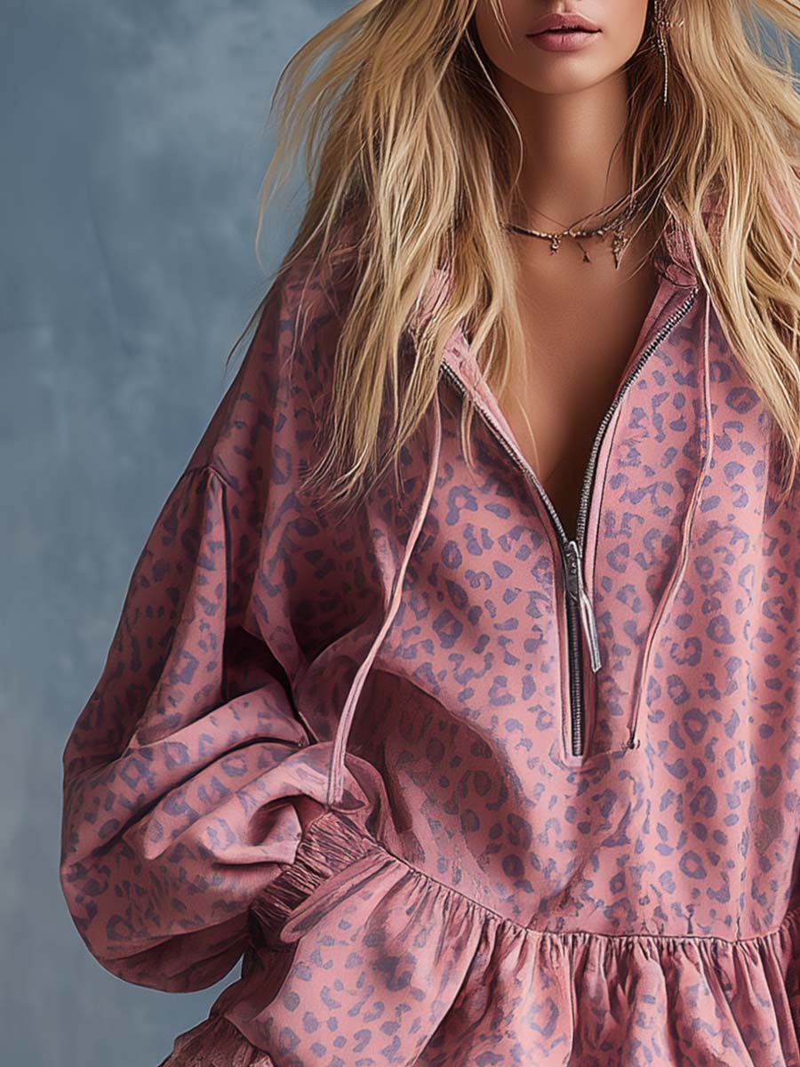 Briony | Women's Hooded Leopard Print Mini Dress