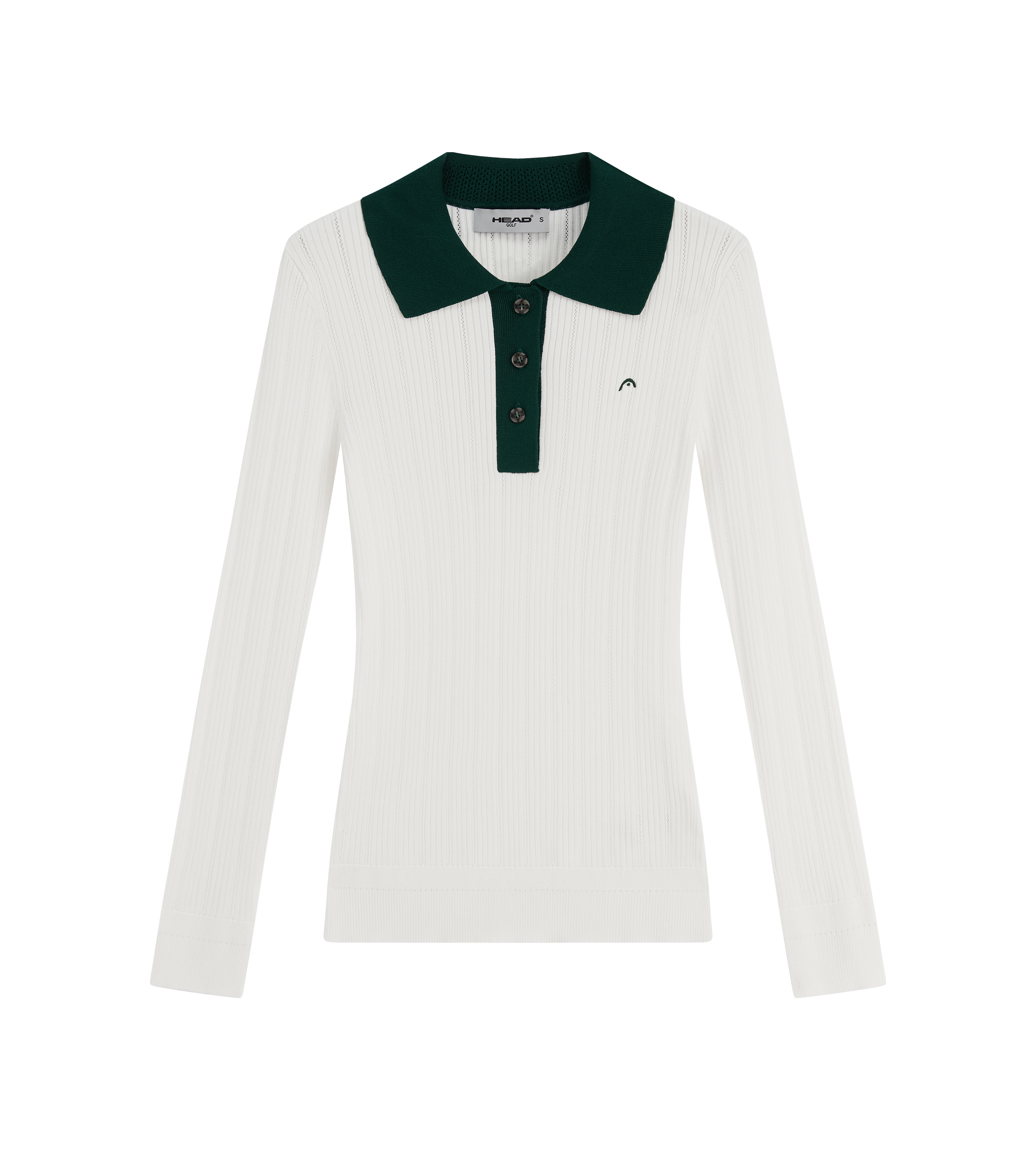 Long Sleeve Pointelle Knit Polo