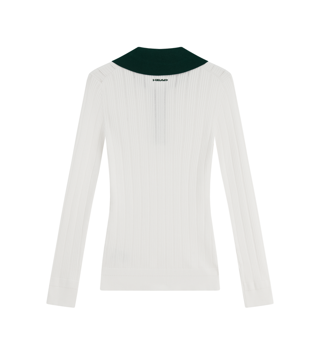 Long Sleeve Pointelle Knit Polo