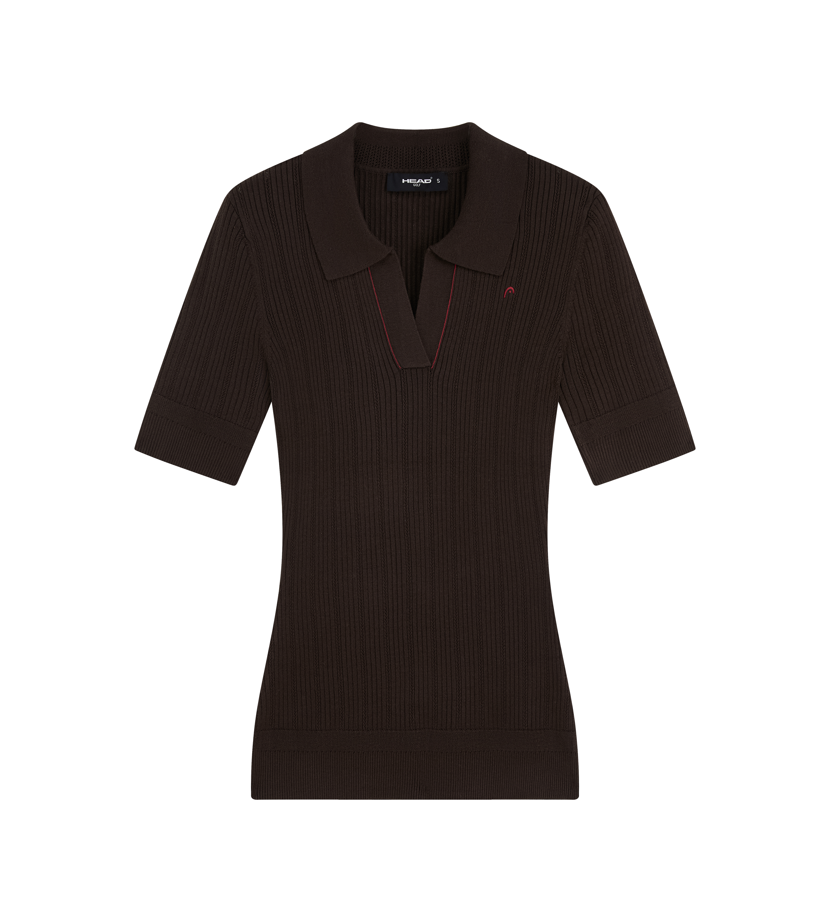 V Neck Pointelle Knit Polo