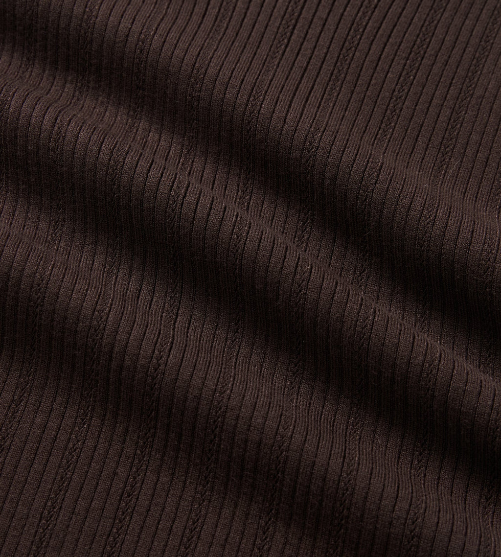 V Neck Pointelle Knit Polo